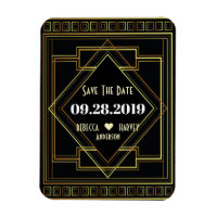 black and gold gatsby wedding save the date