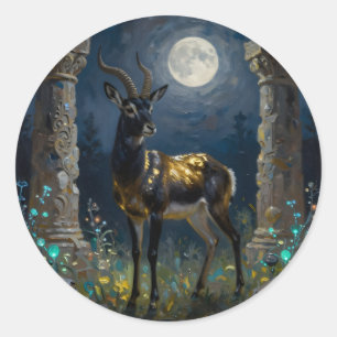 Black and Gold Gazelle   Wildlife Illustration Classic Round Sticker