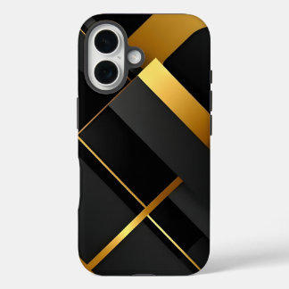 Black and Gold Geometric Art iPhone 16 Case