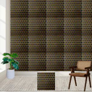 Black and Gold Geometric Diamond Tile