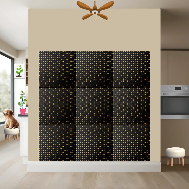 Black and Gold Geometric Hexagon Dots Tile (Creator Uploaded)