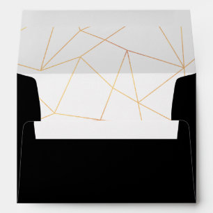 Black and Gold Geometric Lines wedding Envelope