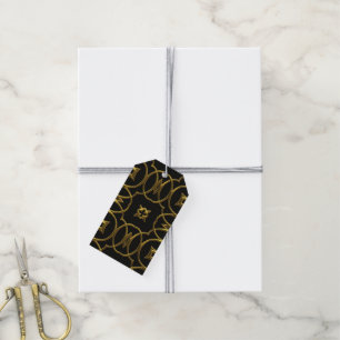 Black and Gold Geometric Pattern Shiny Elegant Gift Tags