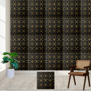 Black and Gold Geometric Tile