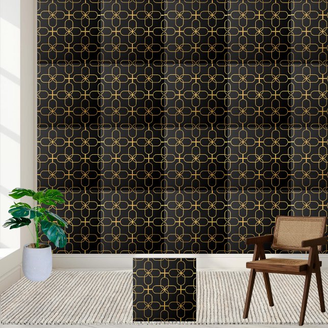 Black and Gold Geometric Tile (Black and Gold Geometric Tile)