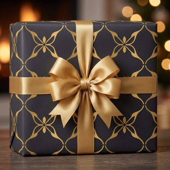 Black And Gold Geometric  Wrapping Paper (Creator Uploaded)
