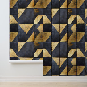 Black and Gold Geometrical Pattern Wallpaper