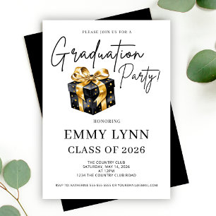 Black and Gold Gift Class of 2026 Graduation Party Invitation
