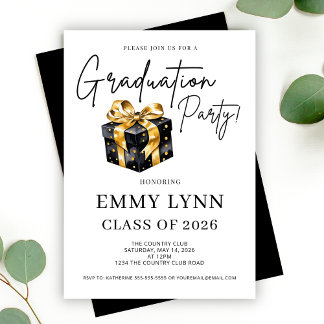 Black and Gold Gift Class of 2026 Graduation Party Invitation