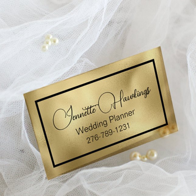 Black and Gold Glam Wedding Planner Business Card (Creator Uploaded)