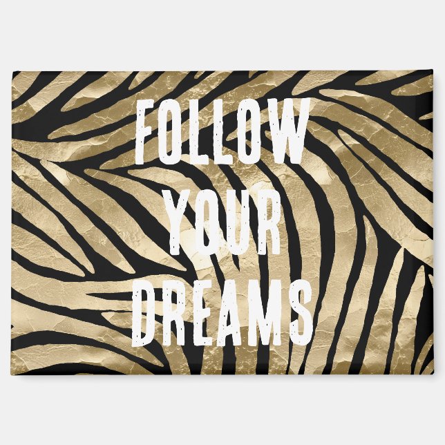 Black and Gold Glam Zebra Dreams Magnet (Front)