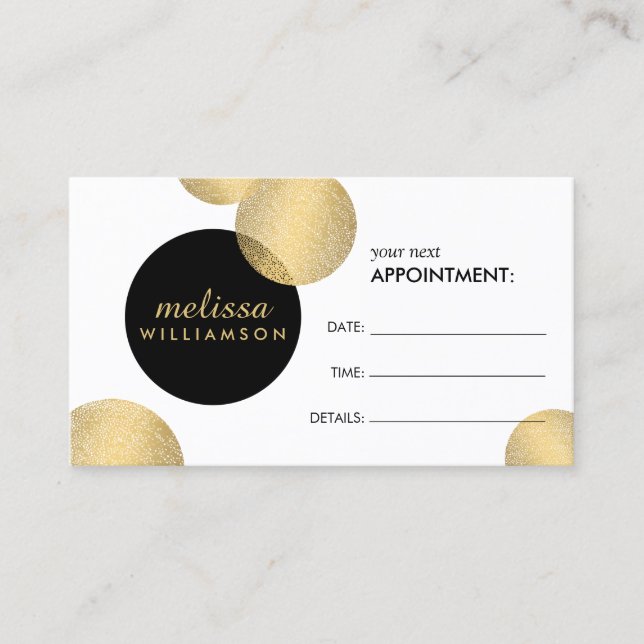 Black and Gold Glamour and Beauty Appointment Card (Front)