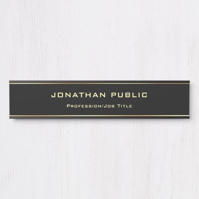 Black And Gold Glamour Template Elegant Modern Door Sign (Front)