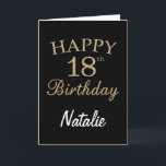 Black and Gold Glitter 18th Birthday Card<br><div class="desc">Black and Gold Glitter 18th Birthday Card with personalised name. For further customisation,  please click the "Customise it" button and use our design tool to modify this template.</div>
