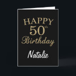 Black and Gold Glitter 50th Birthday Card<br><div class="desc">Black and Gold Glitter 50th Birthday Card with personalised name. For further customisation,  please click the "Customise it" button and use our design tool to modify this template.</div>
