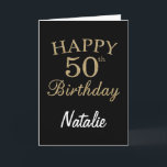 Black and Gold Glitter 50th Birthday Card<br><div class="desc">Black and Gold Glitter 50th Birthday Card with personalised name. For further customisation,  please click the "Customise it" button and use our design tool to modify this template.</div>