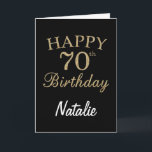 Black and Gold Glitter 70th Birthday Card<br><div class="desc">Black and Gold Glitter 70th Birthday Card with personalised name. For further customisation,  please click the "Customise it" button and use our design tool to modify this template.</div>