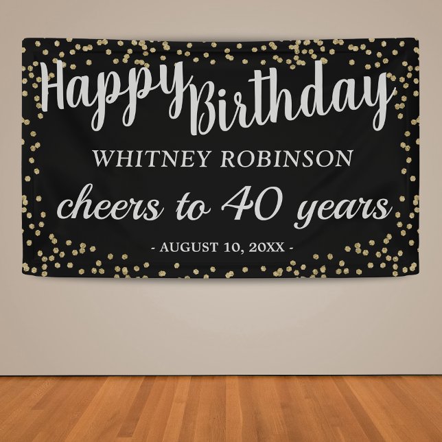 Black and Gold Glitter Adult Birthday Banner (Creator Uploaded)