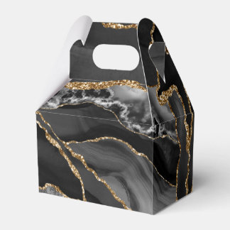 Black and Gold Glitter Agate Favour Box