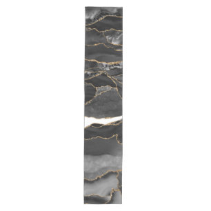 Black and Gold Glitter Agate Medium Table Runner