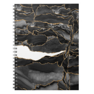 Black and Gold Glitter Agate Notebook