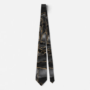 Black and Gold Glitter Agate Tie
