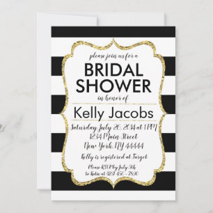 Black and Gold Glitter Bridal Shower Invitation