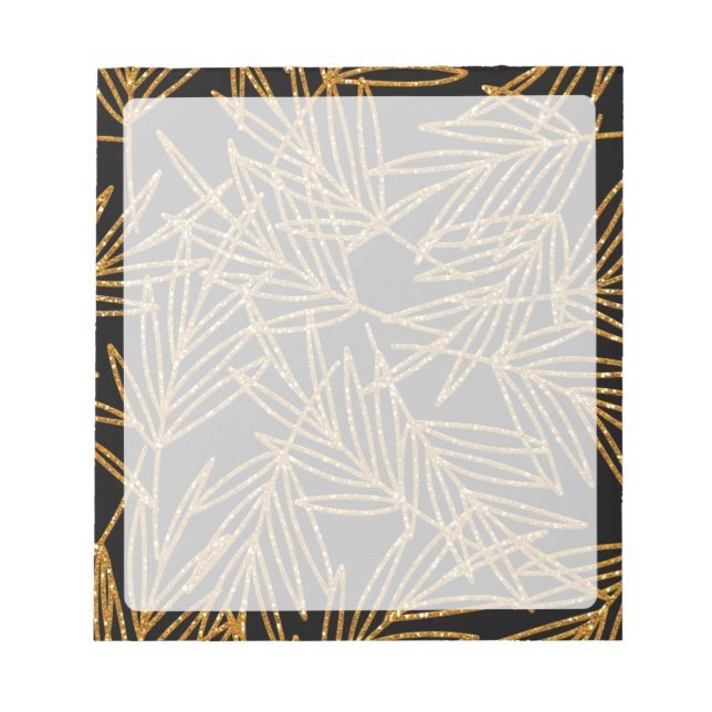 Black and Gold Glitter Chic | Faux Glitter Notepad (Front)