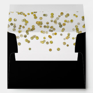 Black and Gold Glitter Confetti Envelope