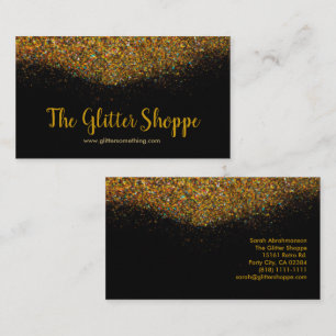 Black and Gold Glitter Drips Business Card