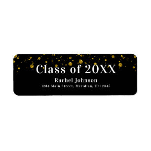 Black and Gold glitter Graduation return address