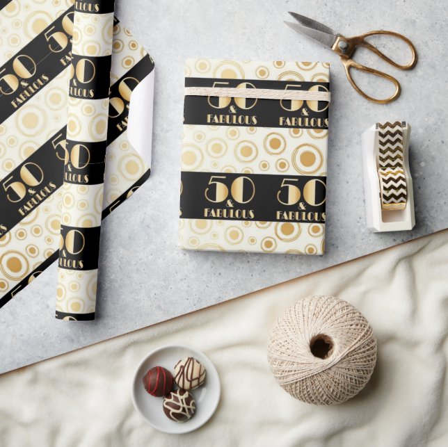 Black and gold glitter, happy birthday, script  wrapping paper (Crafts)