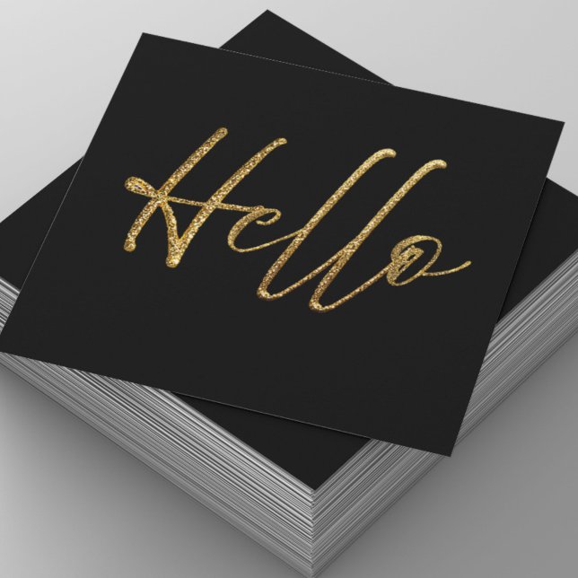 Black and Gold Glitter Hello Business Card (Creator Uploaded)