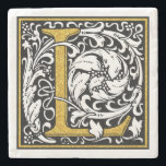 Black And Gold Glitter Monogram L Floral Accents Stone Coaster<br><div class="desc">Elegant floral monogram gold glitter texture print letter L. Black and gold glitter border with transparent background.
 You can request any letter with this style by emailing me.</div>