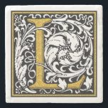 Black And Gold Glitter Monogram L Floral Accents Stone Coaster<br><div class="desc">Elegant floral monogram gold glitter texture print letter L. Black and gold glitter border with transparent background.
 You can request any letter with this style by emailing me.</div>
