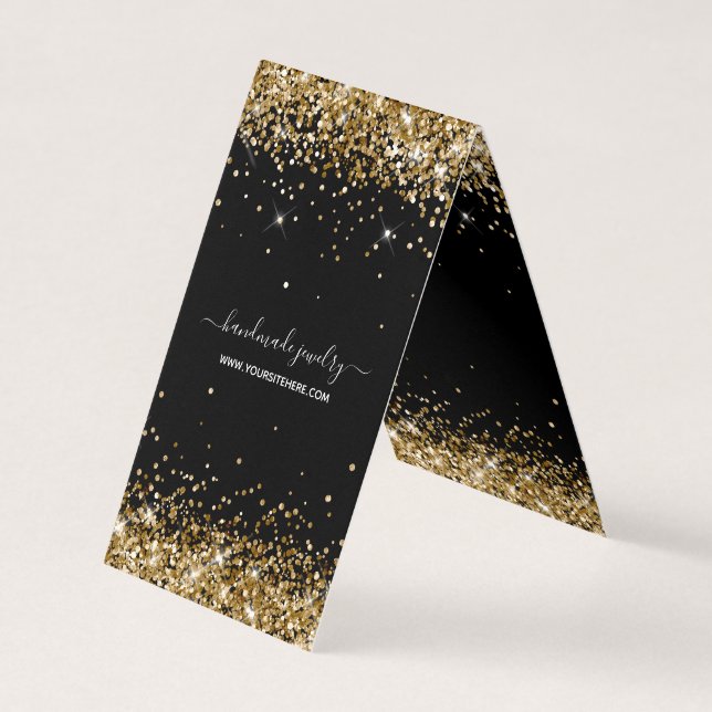Black and Gold Glitter Necklace Display Cards (Front)