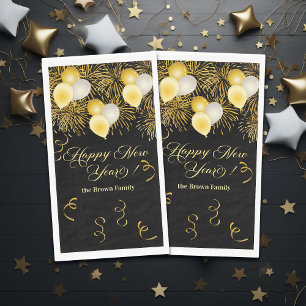 Black and Gold Glitter New Year's Eve Party  Napkin
