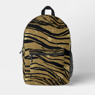 Black And Gold Glitter Printed Backpack