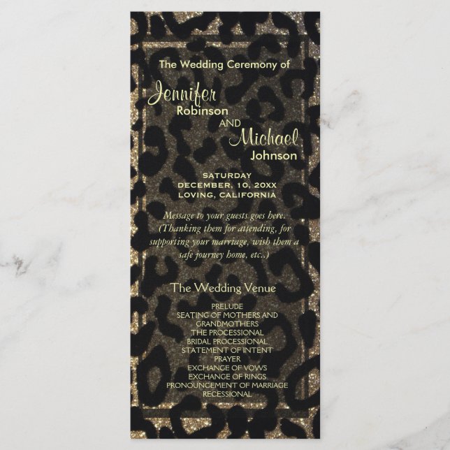 Black and Gold Glitter Programme (Front)