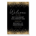 Black and Gold Glitter Retirement Party Sign