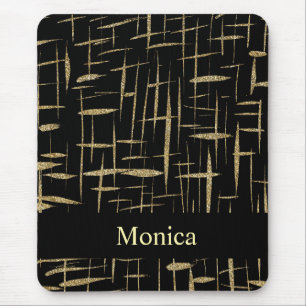 black and gold glitter sparkle custom name mouse pad