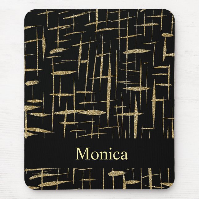 black and gold glitter sparkle custom name mouse pad (Front)