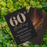 Black and Gold Glitter Swirl 60th Birthday