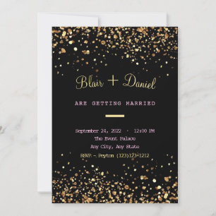 Black and Gold Glitter Wedding Invitation