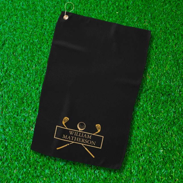 Black And Gold Golf Clubs Personalized  Towel (Creator Uploaded)