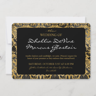 Black And Gold Goth Pattern Invitation