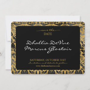 Black And Gold Goth Pattern Save The Date