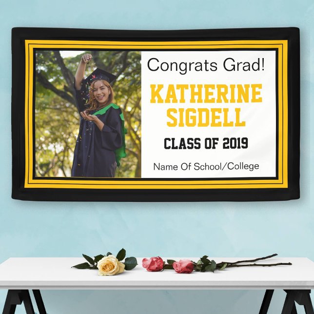 Black and Gold Grad One Photo Banner (Creator Uploaded)