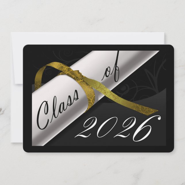 Black and Gold Graduation Announcement (Front)