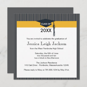 Black and Gold Graduation Cap Invitation
